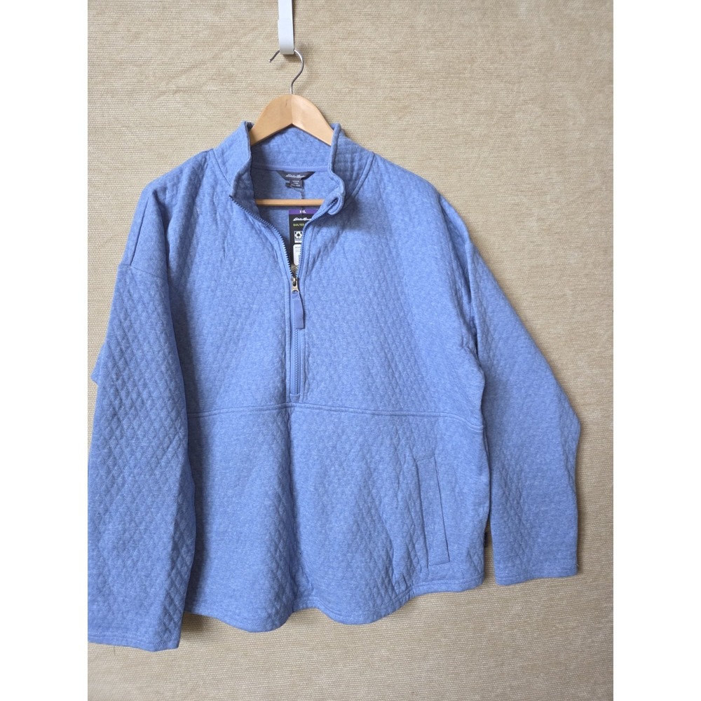 Eddie Bauer Pullover Womens Long Sleeve Quilted Half Zip Pullover XXL Blue NWT